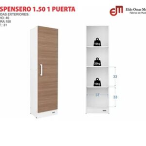 Despensero 1,50 Mts - 1 Puerta Blanco 56142 Mosconi - Image 4