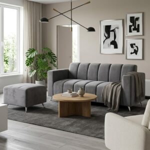 Juego de Living Canelon con puff Gris Claro - Image 2