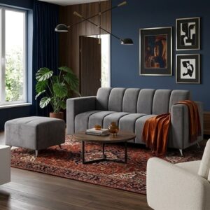 Juego de Living Canelon con puff Gris Claro - Image 3