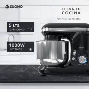 Batidora Planetaria Suono 6 Velocidades Con Accesorios Color Negro - Image 4