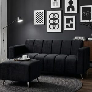 Juego de Living Canelon con puff Negro - Image 3