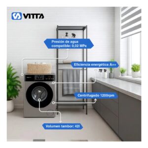 Lavarropa Carga Frontal Vitta 6 KG Silver Inverter 1200RPM - Image 3