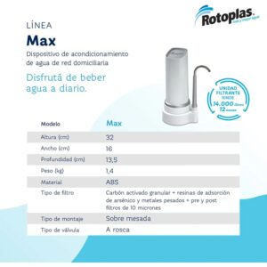 Purificador De Agua Rotoplas Sobre Mesada Max Blanco - Image 2